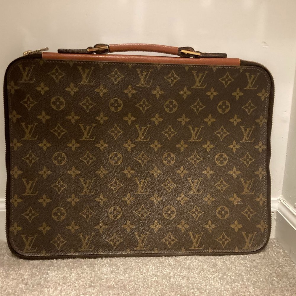 Vintage RARE LOUIS VUITTON Zippered Folder Portfolio Briefcase LARGE, 15" X 11"